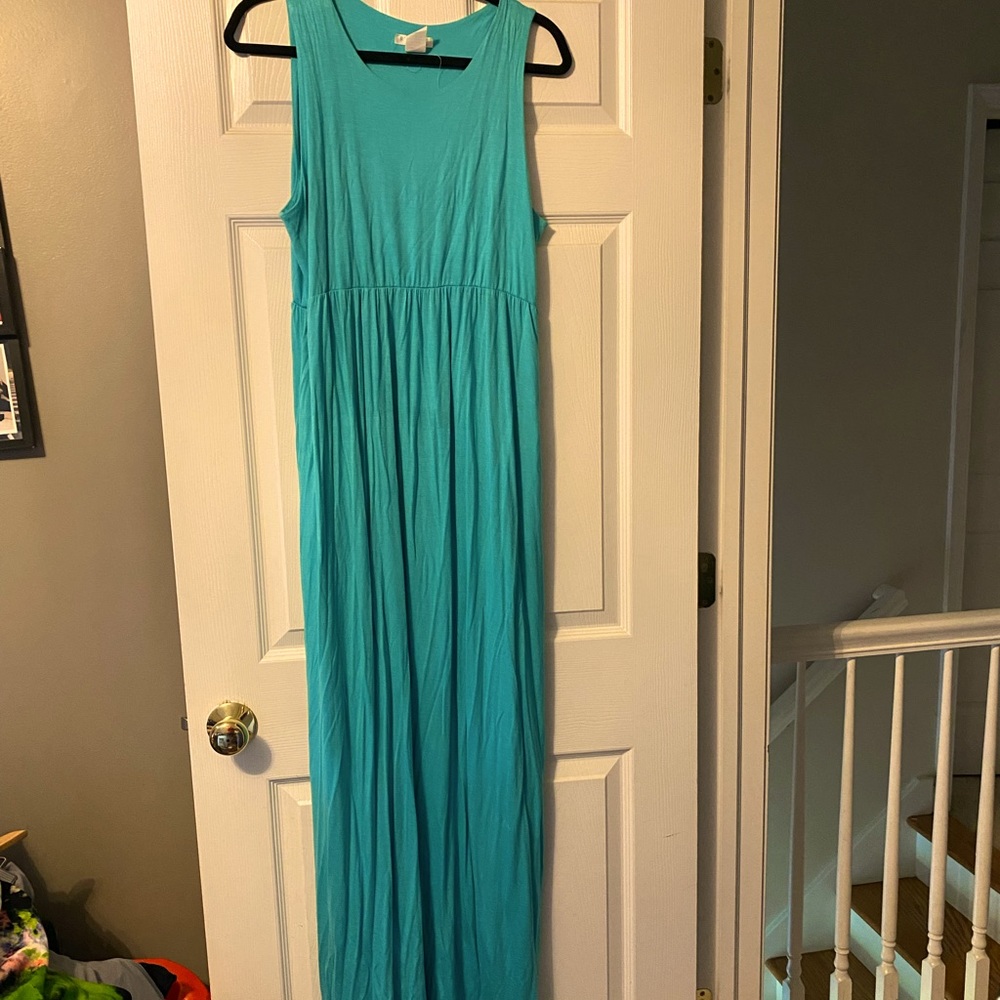 Tiffany Teal Honey and Lace Dress with Pockets